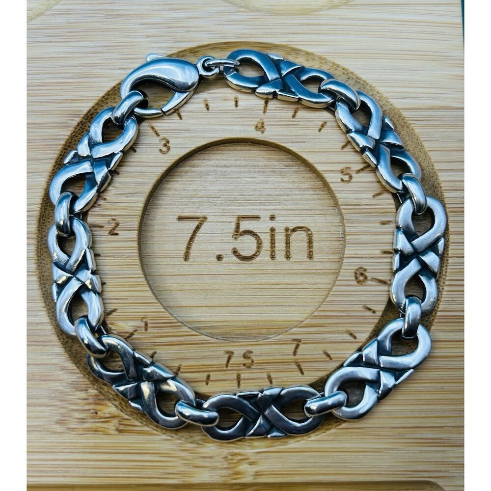 James Avery Retired 925 Sterling Silver Scrolled Infinity Link Bracelet 8" Inch - Picture 6 of 12